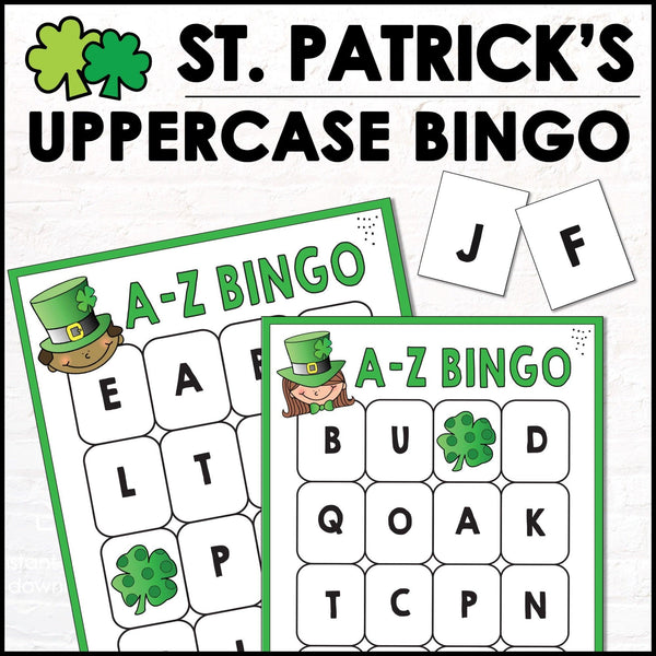St. Patrick's Day Alphabet Recognition Bingo - Letters A through Z - Hot Chocolate Teachables