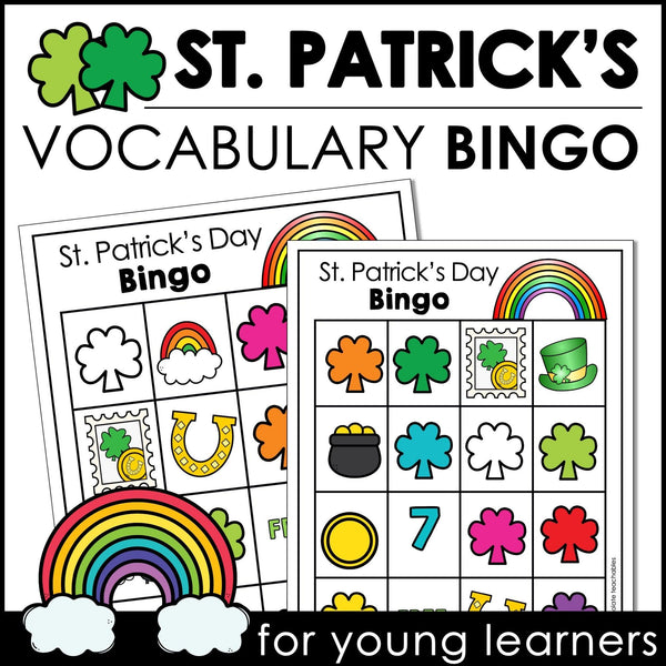 St. Patrick's Day Basic Vocabulary & Colors BINGO for ESL - Hot Chocolate Teachables