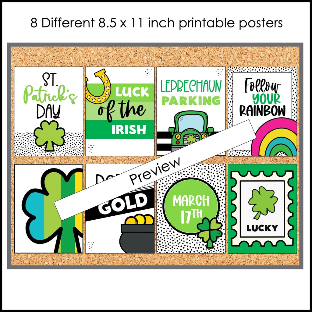 St. Patrick's Day Decorative Posters | March Instant Bulletin Board Decor - Hot Chocolate Teachables