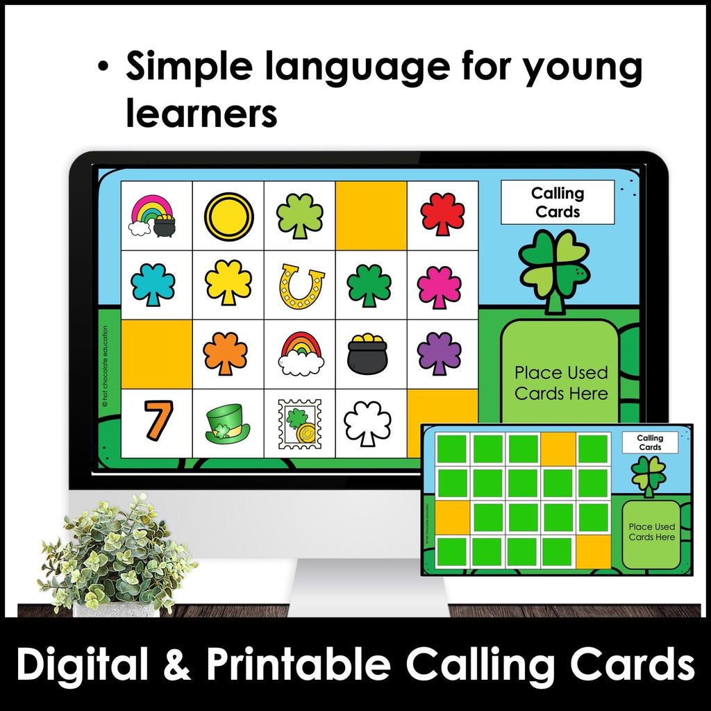 St. Patrick's Young Learners Vocabulary Bingo Game Bundle - Hot Chocolate Teachables