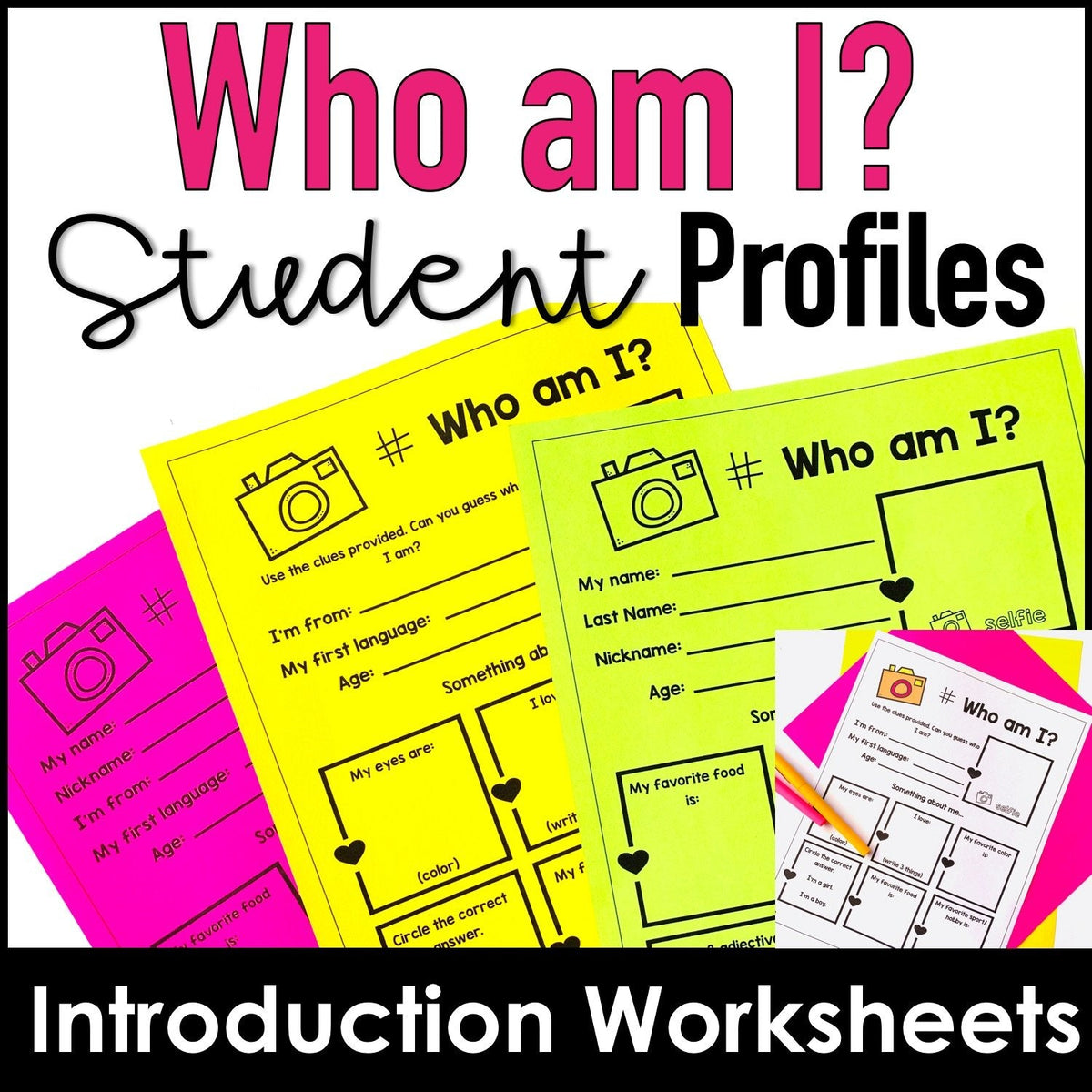 Student Profile Worksheets for Back to School - Who am I? – Hot ...