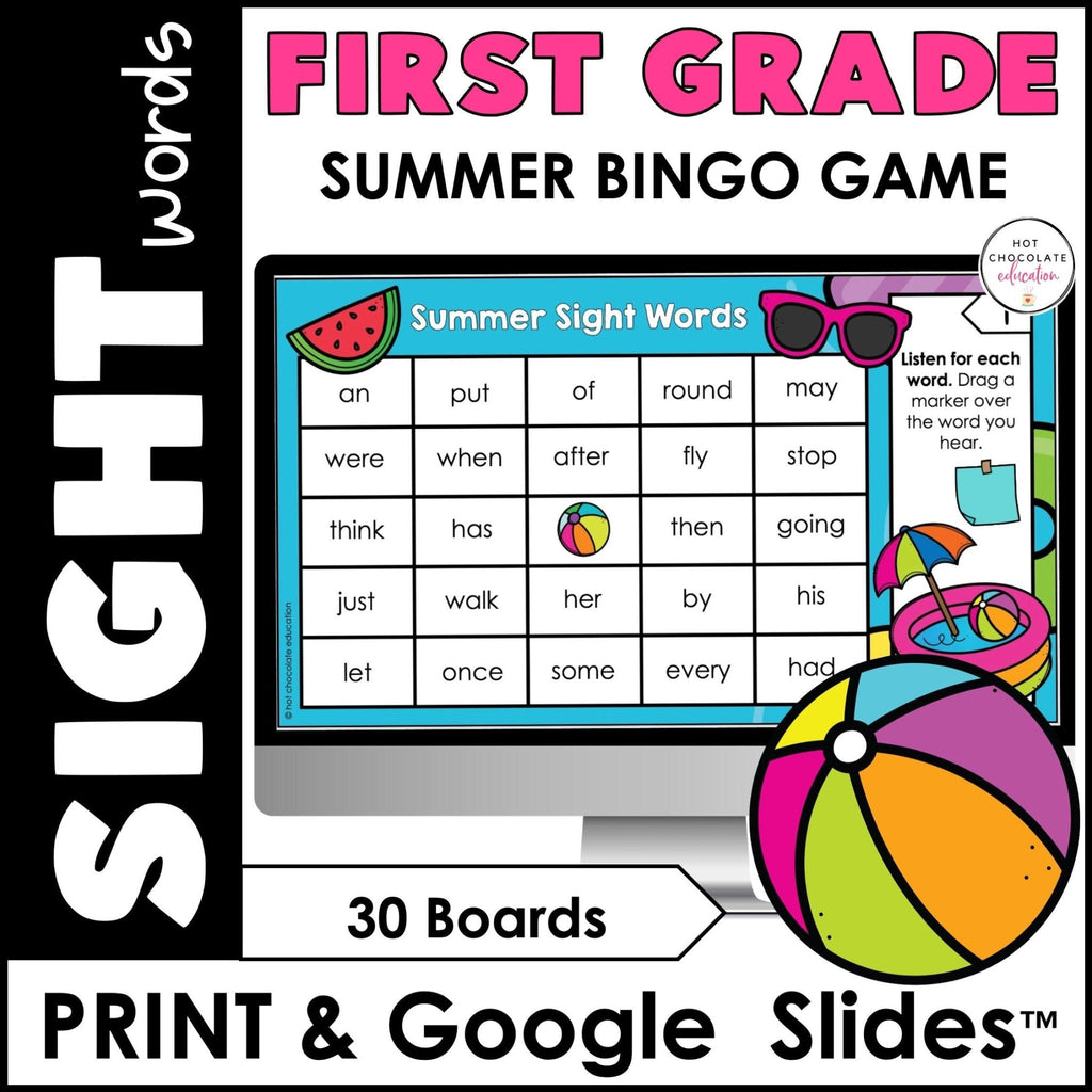 SUMMER 1st Grade Sight Words Bingo - Print & Digital – Hot Chocolate Teachables summer-1st-grade-sight-words-bingo-print-digital-hot-chocolate-teachables