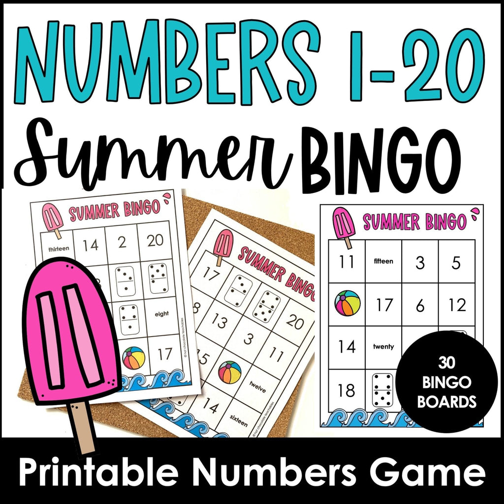 Summer Number Bingo 1-20 | Number Sense | BUNDLE - Hot Chocolate Teachables