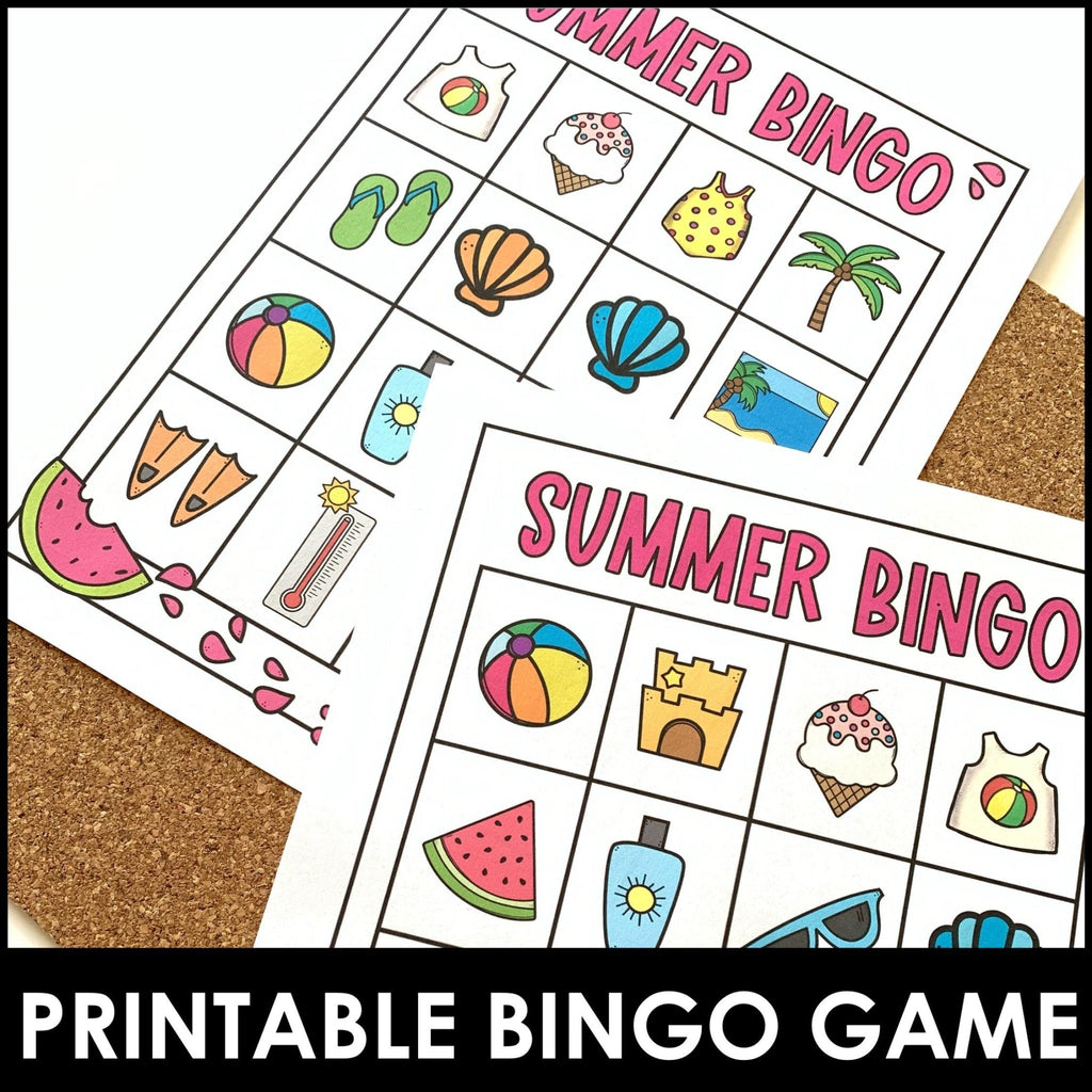 Summer Vocabulary Bingo Game - Print & Digital BUNDLE - Hot Chocolate Teachables