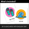 Summer Vocabulary Flashcards with Editable Text - ESL Flashcards for Kids - Hot Chocolate Teachables