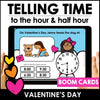 Telling the Time - Boom Cards™ -Valentine's Day to the hour and half hour - Hot Chocolate Teachables