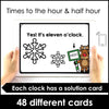 Telling Time Christmas BOOM CARDS | Analog Clock - To the hour, half hour - Hot Chocolate Teachables