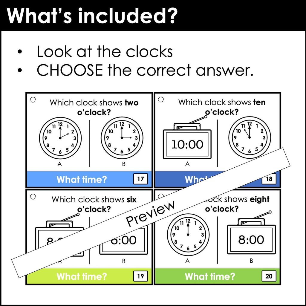 Telling Time Task Cards | To the Hour – Hot Chocolate Teachables