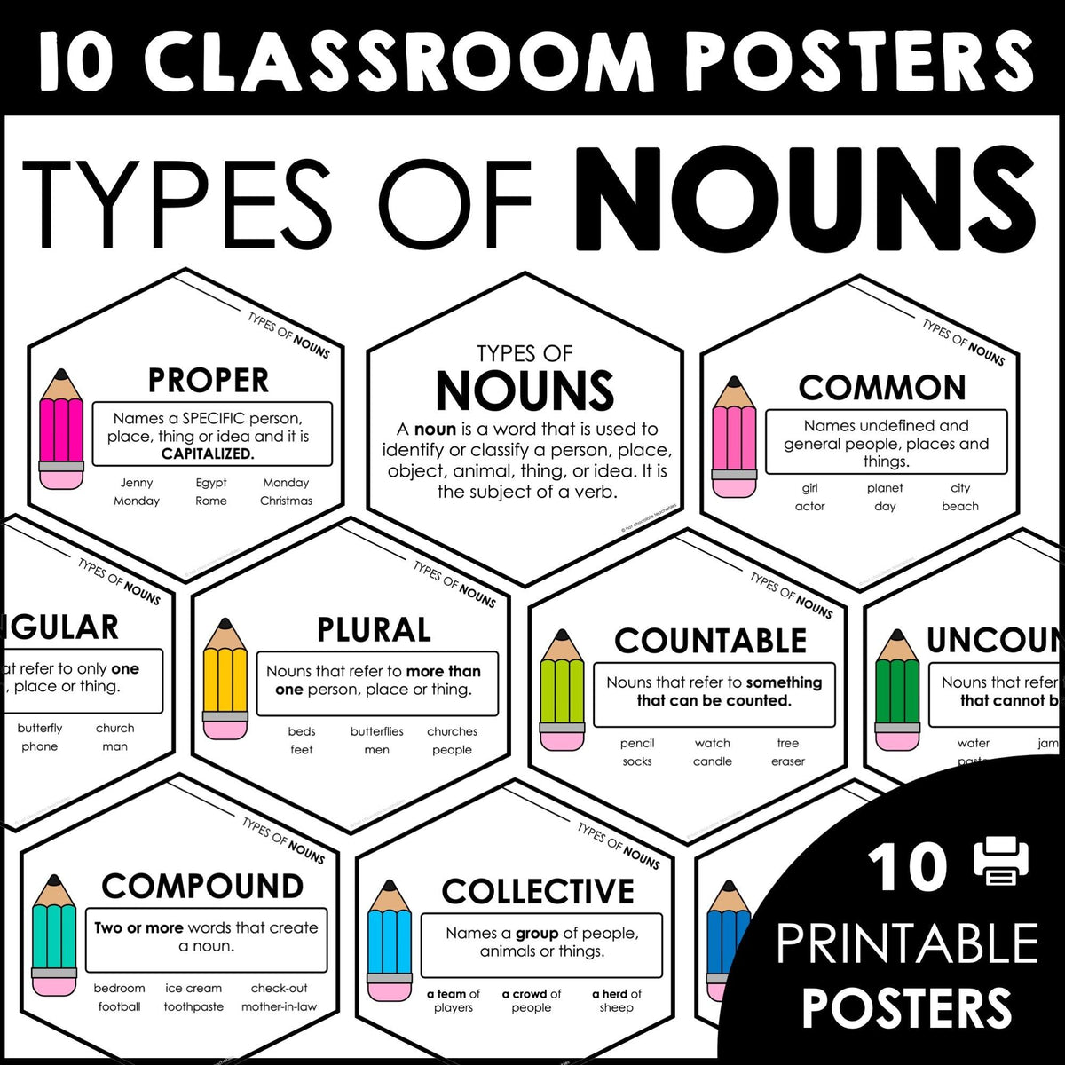 Types of nouns cards