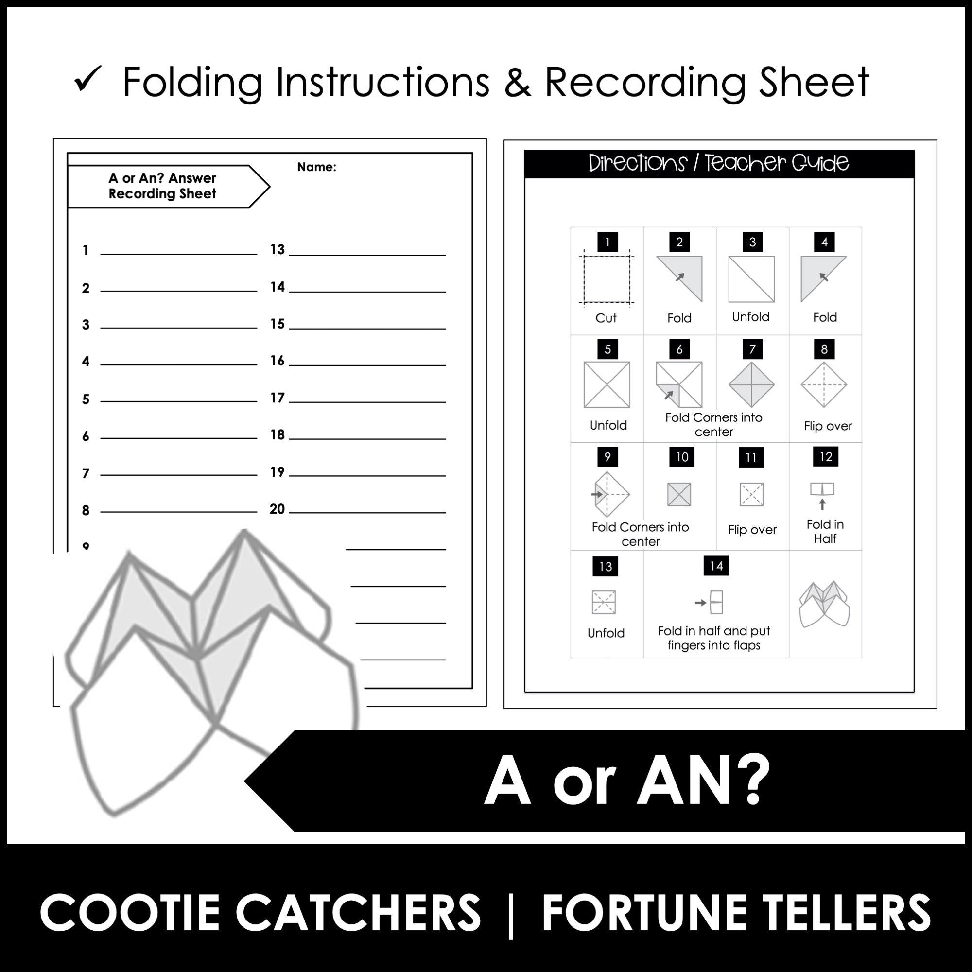 Using Articles A / AN with NOUNS | Consonant - Vowel Grammar Activity - Hot Chocolate Teachables