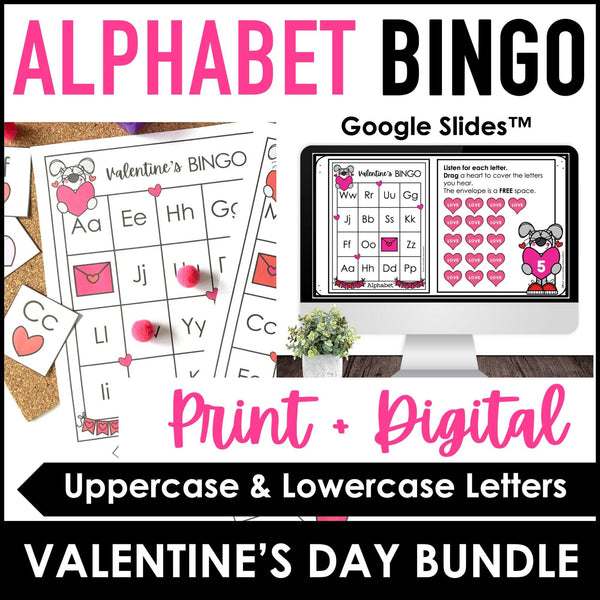 Valentine's Day Alphabet Fluency Bingo Game Bundle - Hot Chocolate Teachables