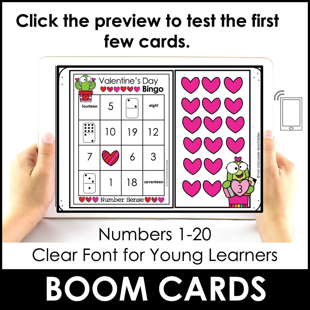 Valentine's Day Numbers 1-20 Bingo Game | Boom Cards - Hot Chocolate Teachables