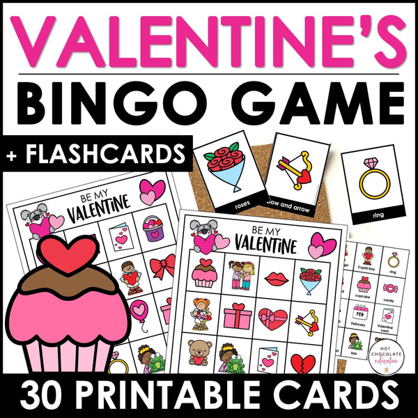 Valentine's Day Vocabulary Bingo ESL / EFL / ELL - Hot Chocolate Teachables