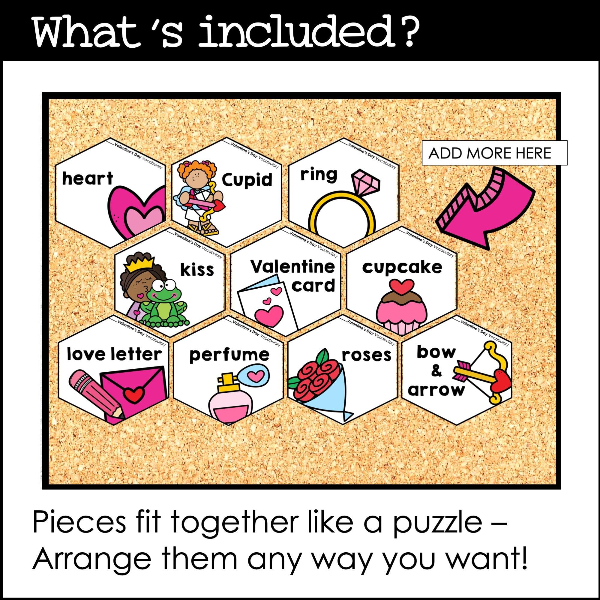 Valentine's Day Vocabulary Posters: Classroom Decor - February Bulletin Board - Hot Chocolate Teachables