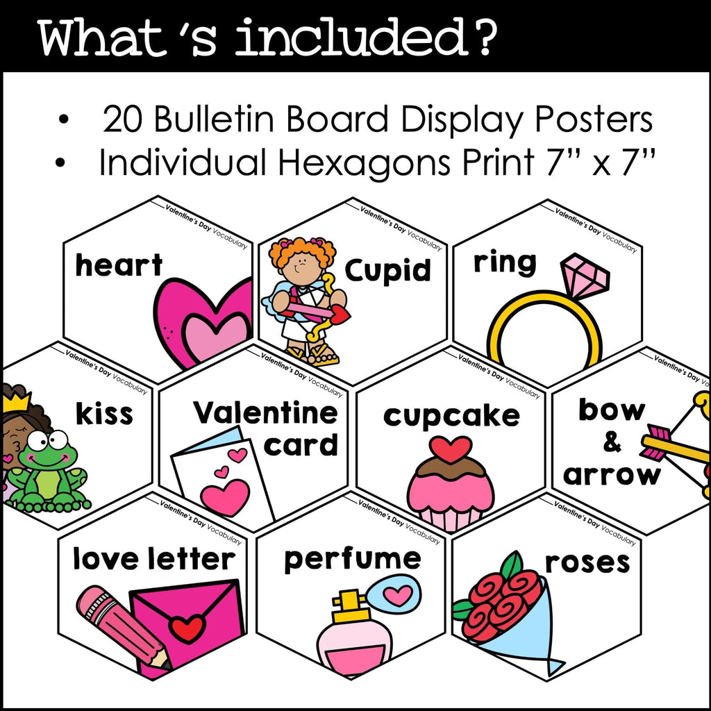 Valentine's Day Vocabulary Posters: Classroom Decor - February Bulletin Board - Hot Chocolate Teachables