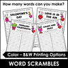 Valentine's Day Word Scramble Freebie! How many words can you make? - Hot Chocolate Teachables