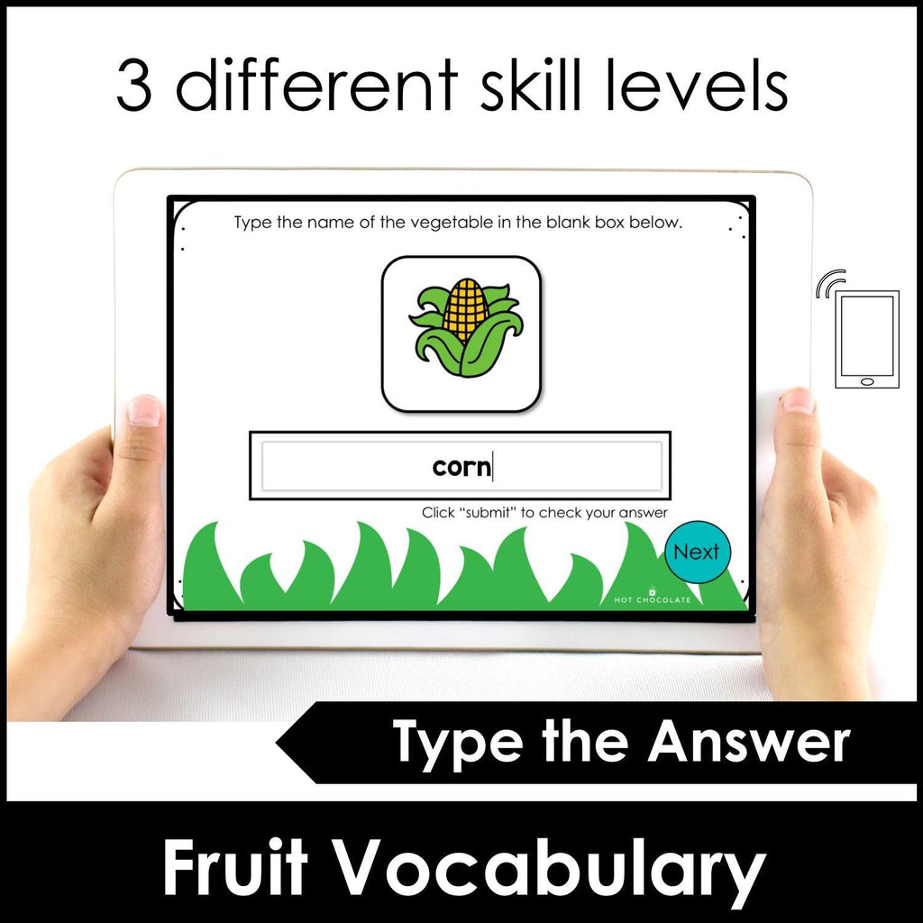 Vegetable Vocabulary BOOM CARDS™ Interactive Digital Task Cards - Hot Chocolate Teachables