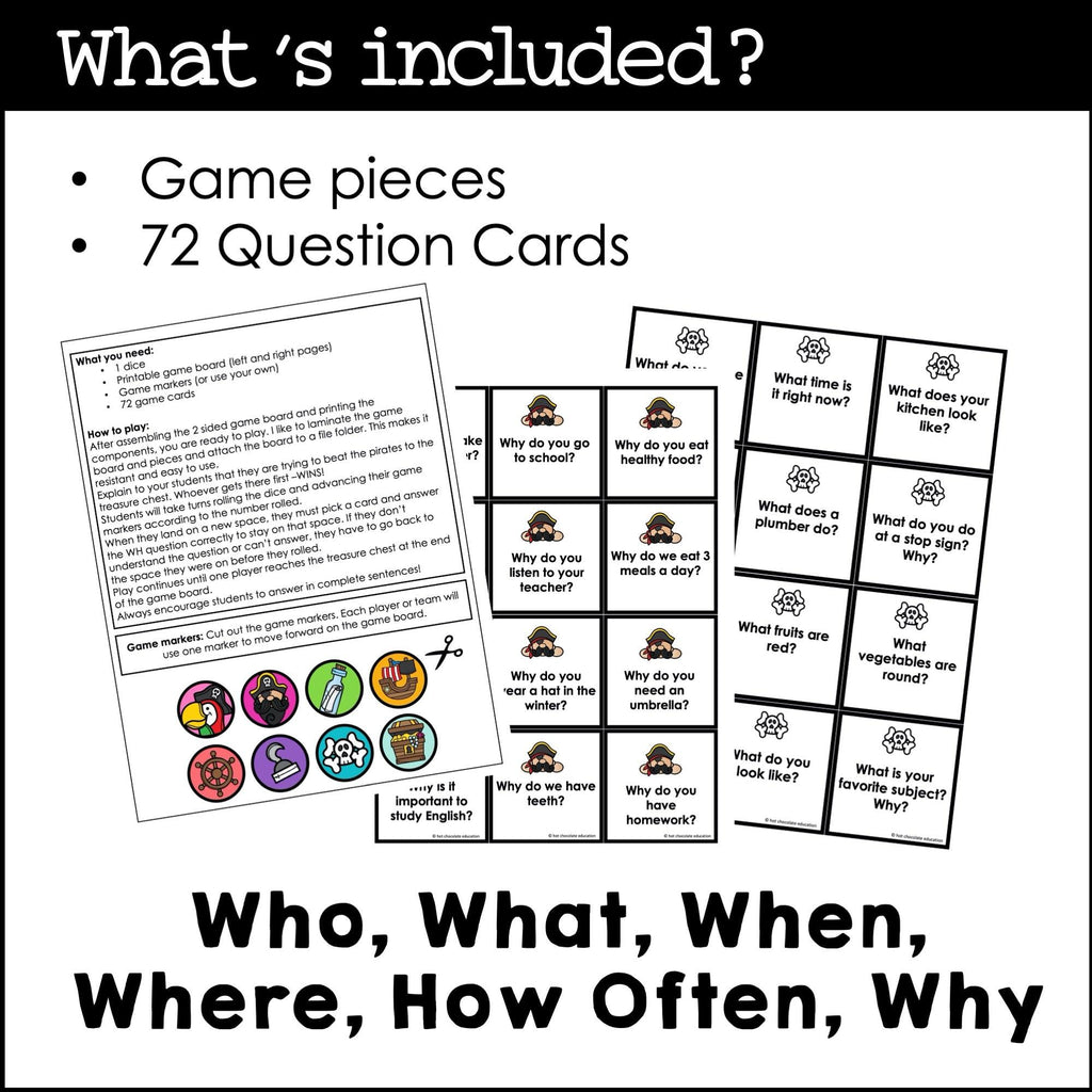 WH Question Board Game - What - When - Where - Why - Who โ Hot ...