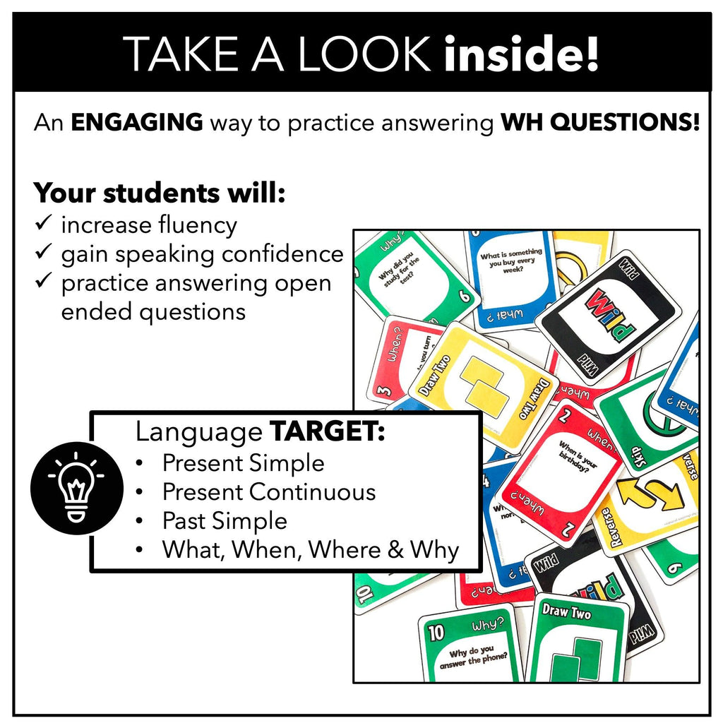 WH Question Card Game - What, When, Where & Why – Hot Chocolate Teachables