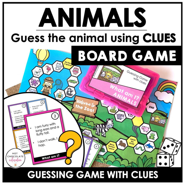 What am I? - Animal Recognition Guessing Game - Board Game with Clues - Hot Chocolate Teachables