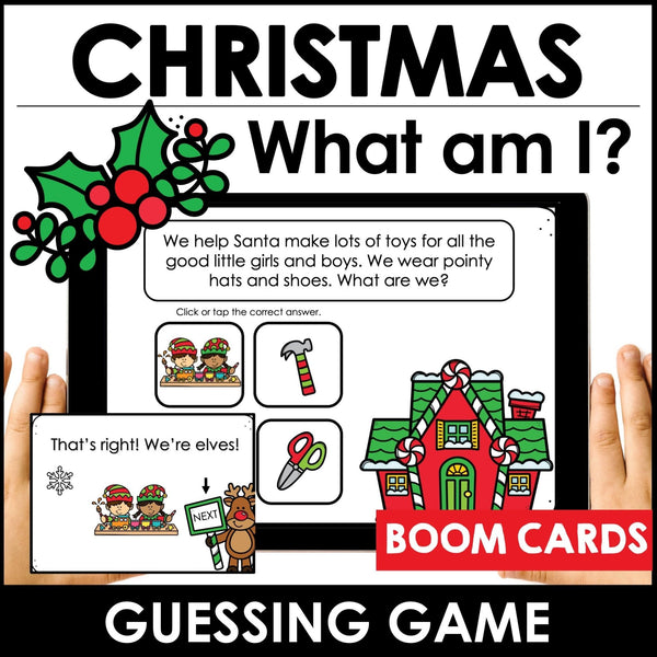 What am I? Christmas Guessing Game BOOM CARDS - Hot Chocolate Teachables