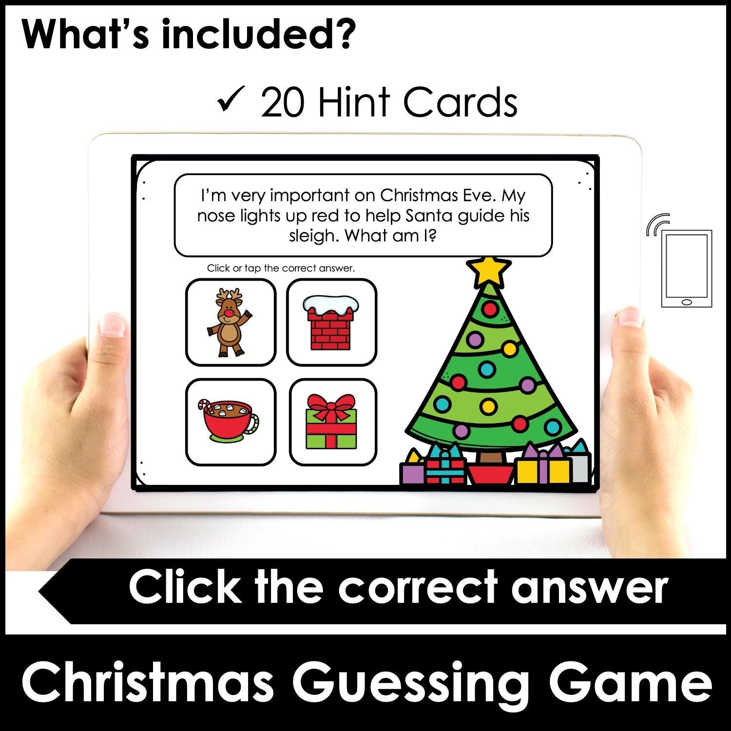 What am I? Christmas Guessing Game BOOM CARDS - Hot Chocolate Teachables