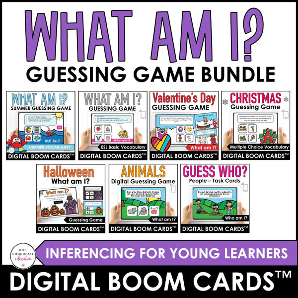 What am I? Guessing Game Bundle - Inferencing for Young Learners Boom Cards - Hot Chocolate Teachables