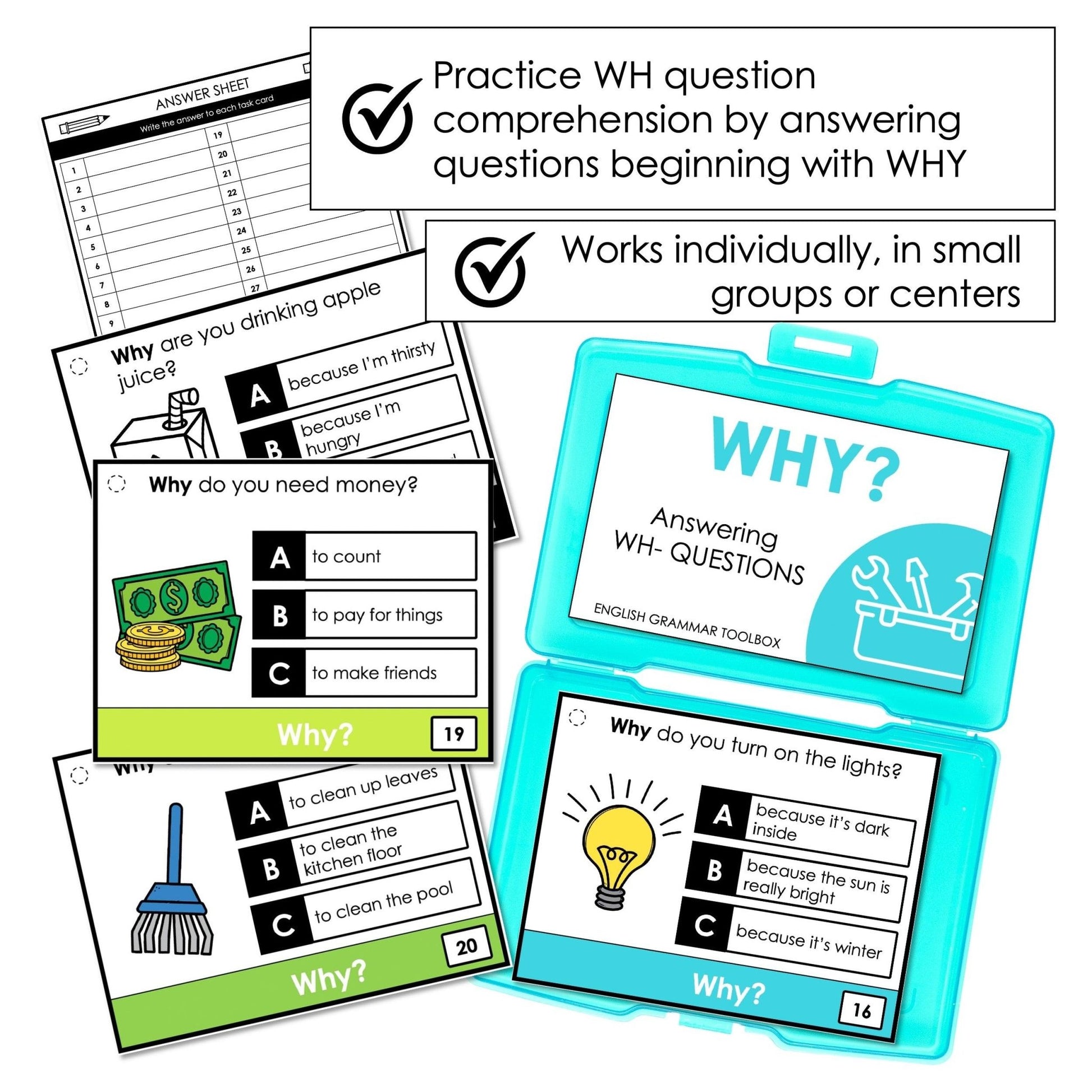 WHY Questions - WH Question Comprehension Task Cards
