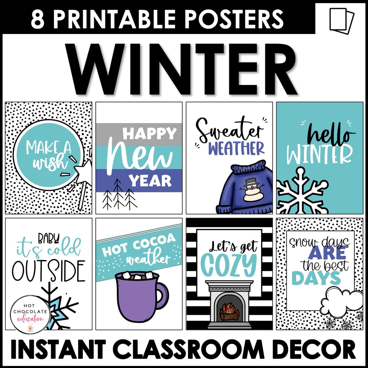 winter-bulletin-board-decor-quote-posters-hot-chocolate-teachables
