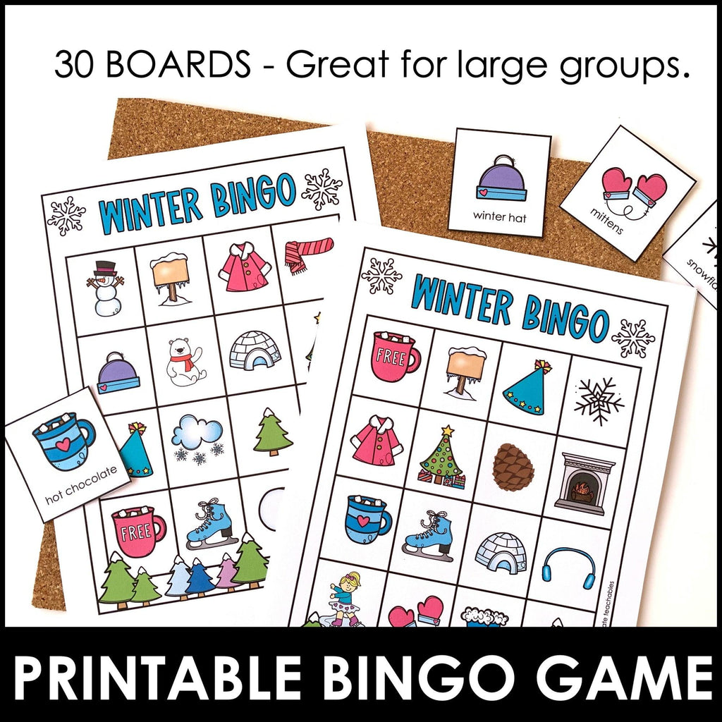 Winter Vocabulary Bingo Games - Print & Digital BUNDLE - Hot Chocolate Teachables