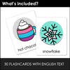 Winter Vocabulary Flashcards - Flash Cards with Editable text for ESL EFL ELA - Hot Chocolate Teachables