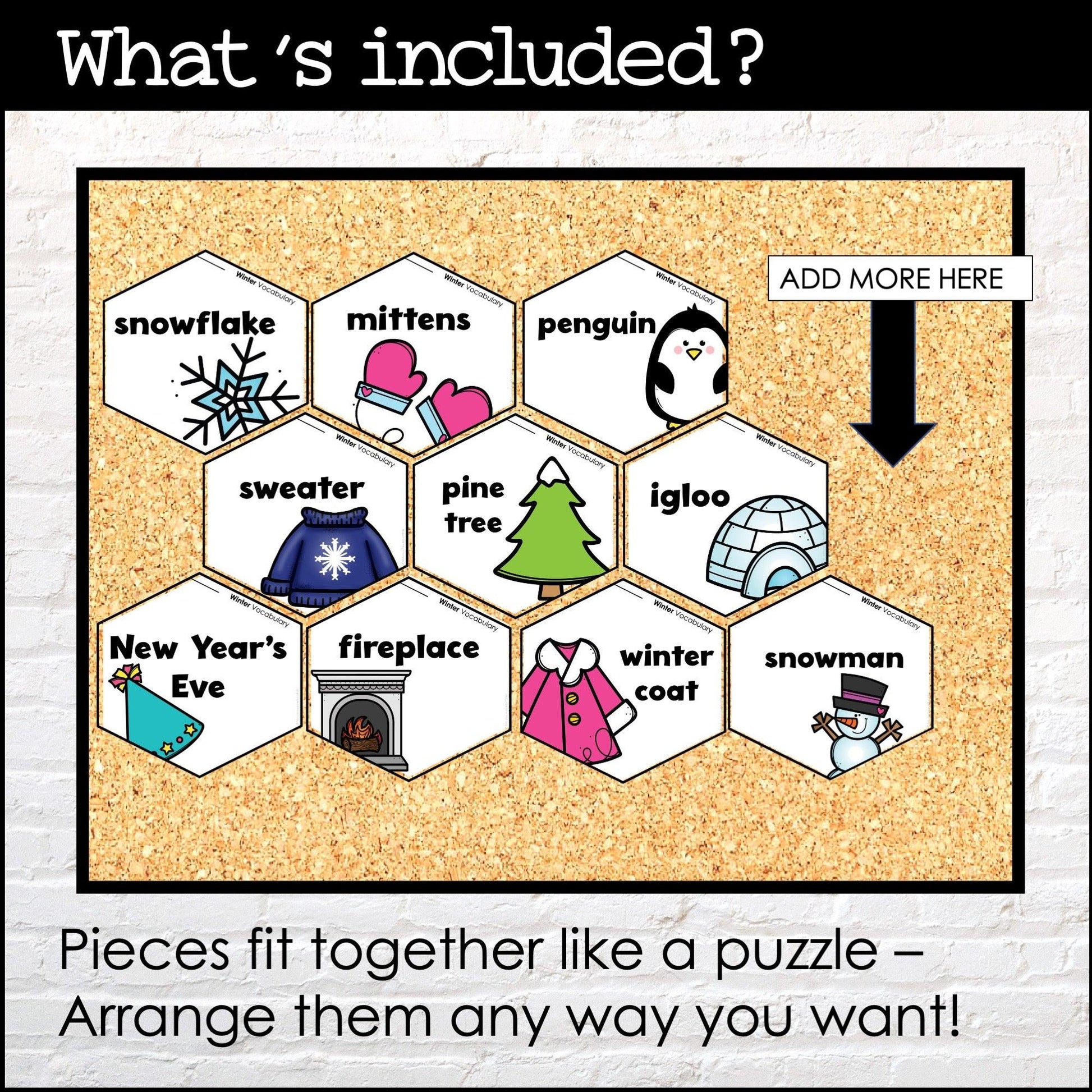 Winter Vocabulary Posters: Classroom Decor - Seasonal Bulletin Board Display - Hot Chocolate Teachables
