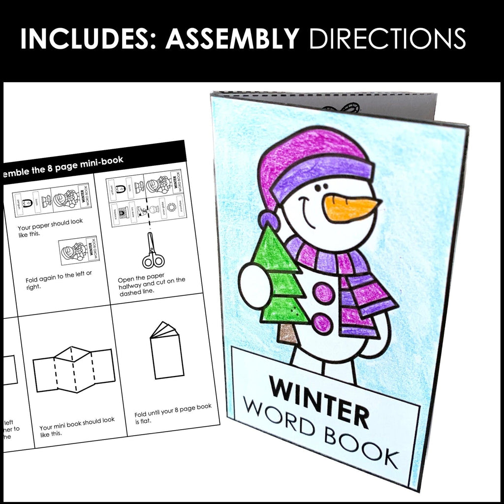 Winter Vocabulary Word Mini Book | Picture Dictionary Activity - Hot Chocolate Teachables