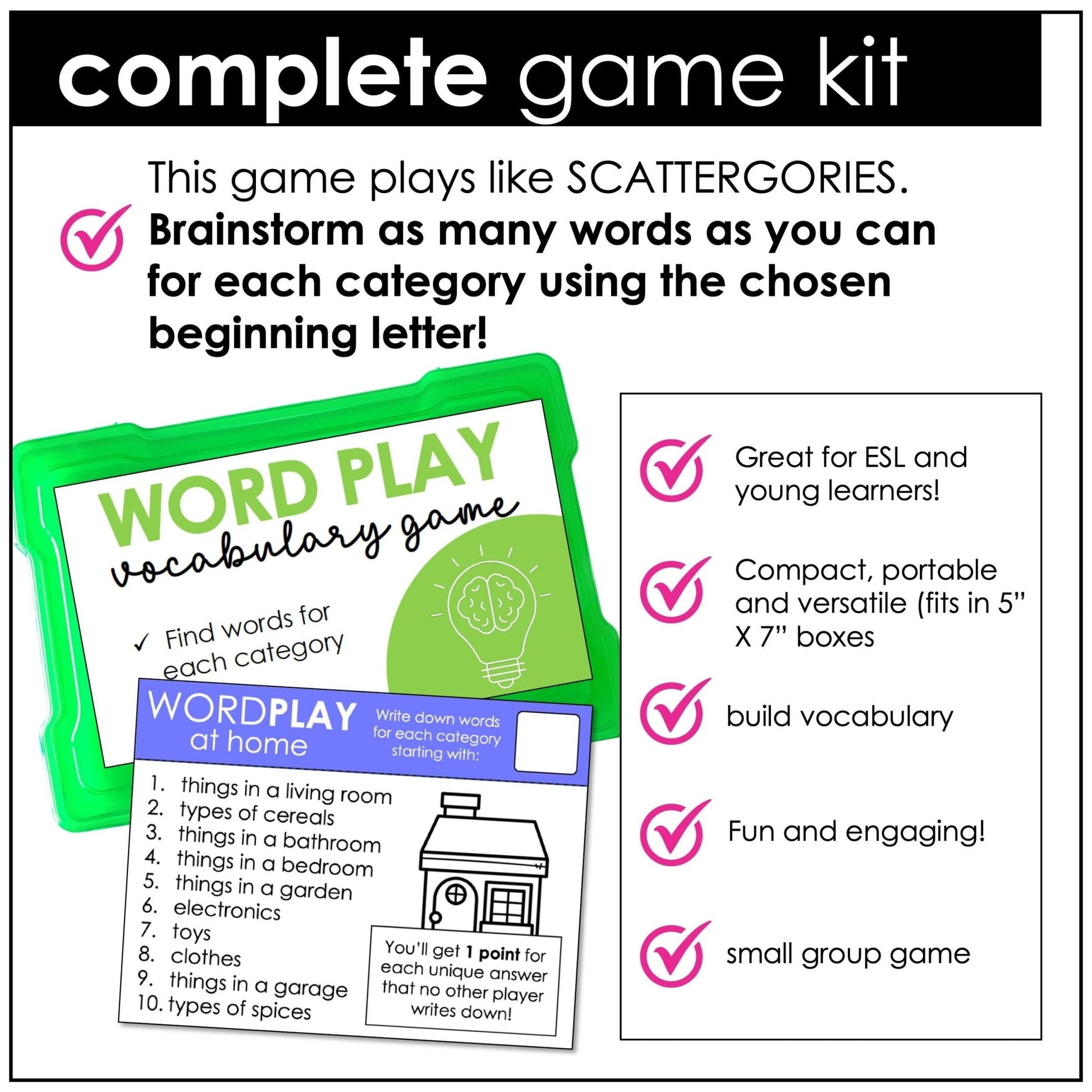 WORD PLAY | Vocabulary Building Word Game for ESL - Plays like Scattergories - Hot Chocolate Teachables