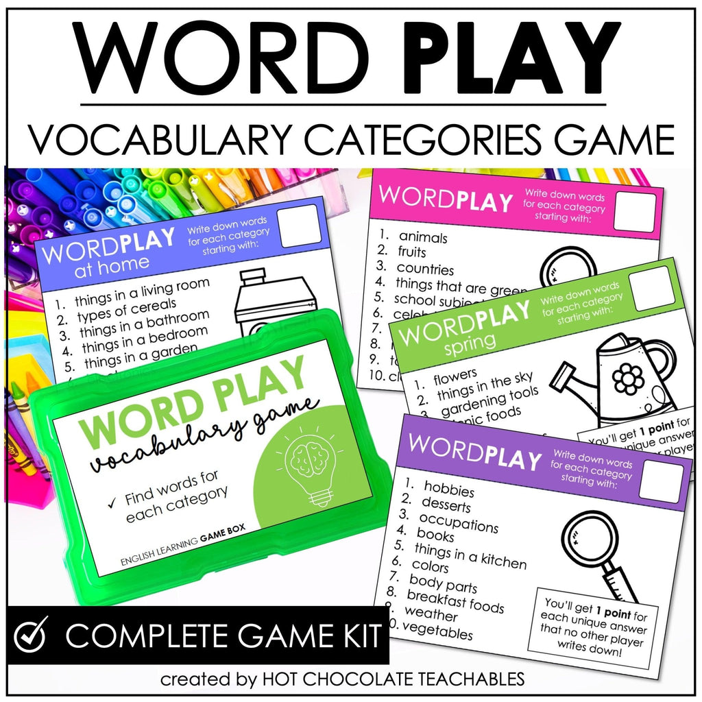 WORD PLAY | Vocabulary Building Word Game for ESL - Plays like Scattergories - Hot Chocolate Teachables